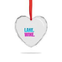 Funny Lake Life Heart Crystal Glass Ornament Coffee Lake Wine Repeat - Wonder Print Shop