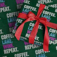 Funny Lake Life Wrapping Paper Roll Coffee Lake Wine Repeat - Wonder Print Shop