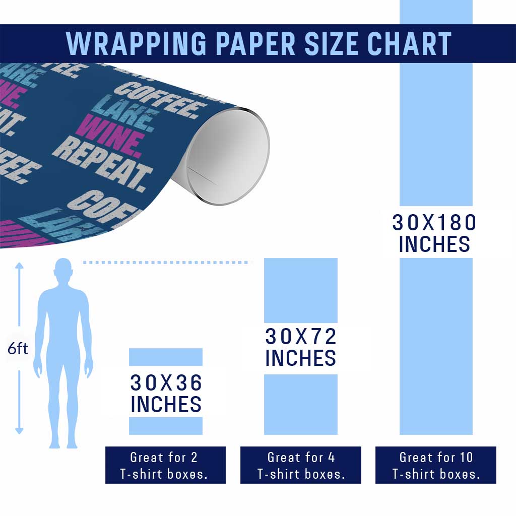 Funny Lake Life Wrapping Paper Roll Coffee Lake Wine Repeat - Wonder Print Shop