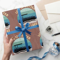 Funny Lake Life Wrapping Paper Roll Vintage Life is Better at The Lake Pontoon Boat - Wonder Print Shop