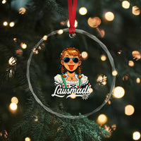 Funny Lausmadl Oktoberfest Crystal Glass Ornament Bavarian Girl with Braids Sunnies and Sass TS02