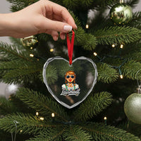 Funny Lausmadl Oktoberfest Heart Crystal Glass Ornament Bavarian Girl with Braids Sunnies and Sass - Wonder Print Shop
