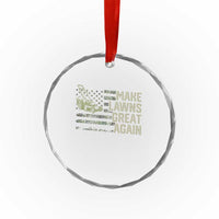 Funny Lawn Mower Dad Gardener Crystal Glass Ornament Make Lawns Great Again Fathers Day American Flag - Wonder Print Shop