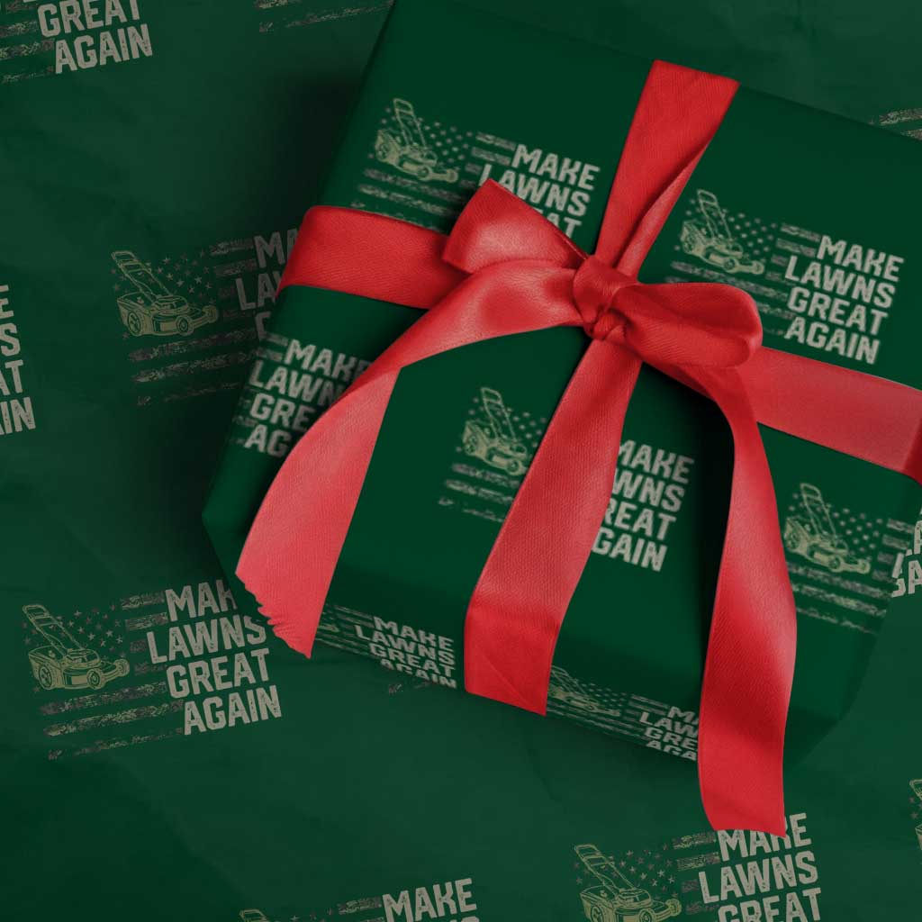 Funny Lawn Mower Dad Gardener Wrapping Paper Roll Make Lawns Great Again Fathers Day American Flag - Wonder Print Shop