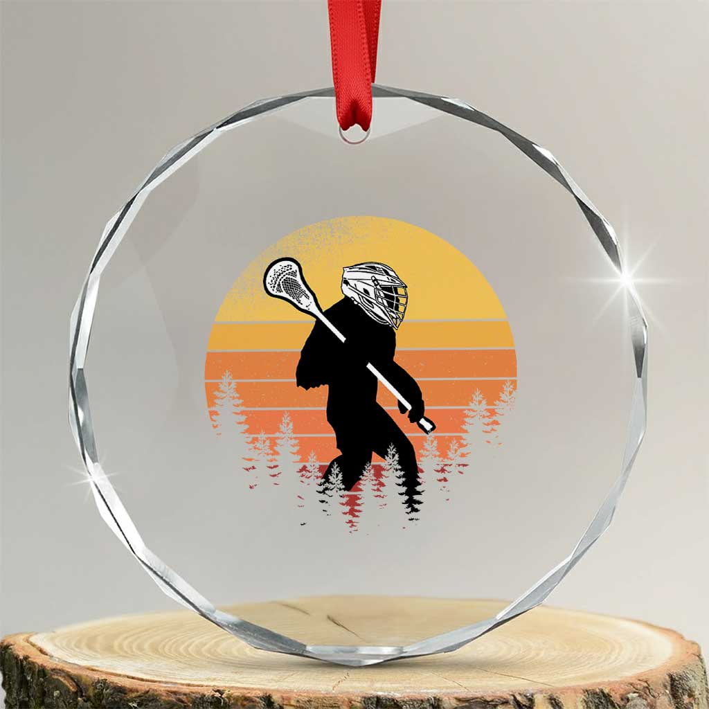 Funny Lax Bigfoot Crystal Glass Ornament Retro Vintage Sasquatch Lacrosse - Wonder Print Shop