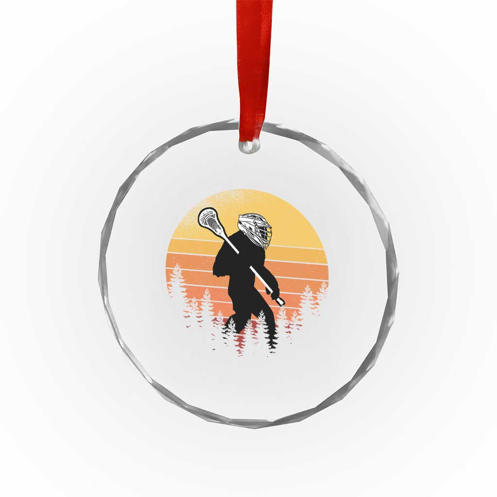 Funny Lax Bigfoot Crystal Glass Ornament Retro Vintage Sasquatch Lacrosse - Wonder Print Shop