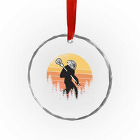 Funny Lax Bigfoot Crystal Glass Ornament Retro Vintage Sasquatch Lacrosse - Wonder Print Shop