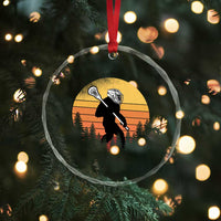 Funny Lax Bigfoot Crystal Glass Ornament Retro Vintage Sasquatch Lacrosse - Wonder Print Shop