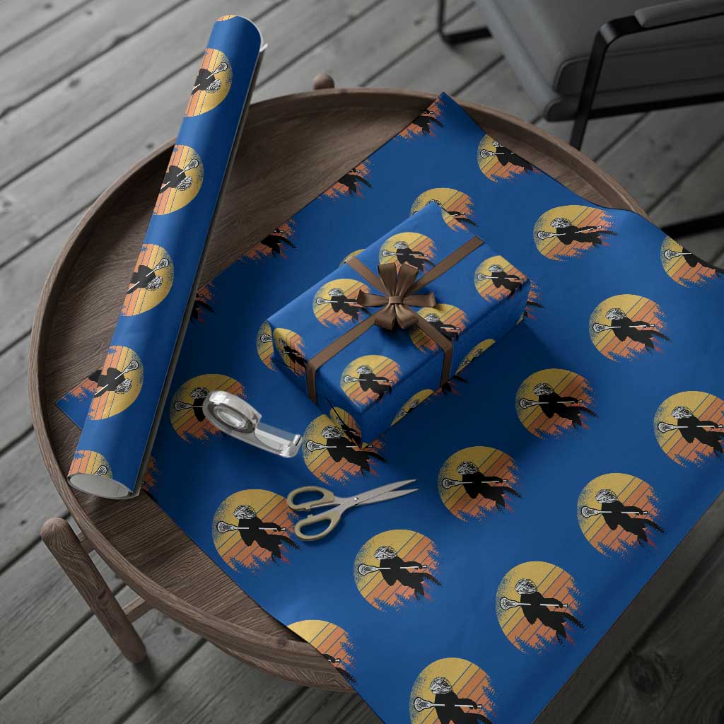 Funny Lax Bigfoot Wrapping Paper Roll Retro Vintage Sasquatch Lacrosse - Wonder Print Shop