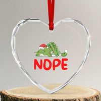 Funny Lazy Cat Christmas Heart Crystal Glass Ornament Nope Not Today - Wonder Print Shop