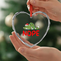 Funny Lazy Cat Christmas Heart Crystal Glass Ornament Nope Not Today - Wonder Print Shop