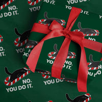 Funny Lazy Cat Christmas Wrapping Paper Roll No You Do It - Wonder Print Shop