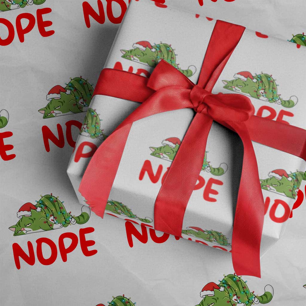 Funny Lazy Cat Christmas Wrapping Paper Roll Nope Not Today - Wonder Print Shop