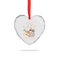 Funny Lazy Cat Heart Crystal Glass Ornament I'm Not Lazy I'm Just Really Enjoying Doing Nothing - Wonder Print Shop