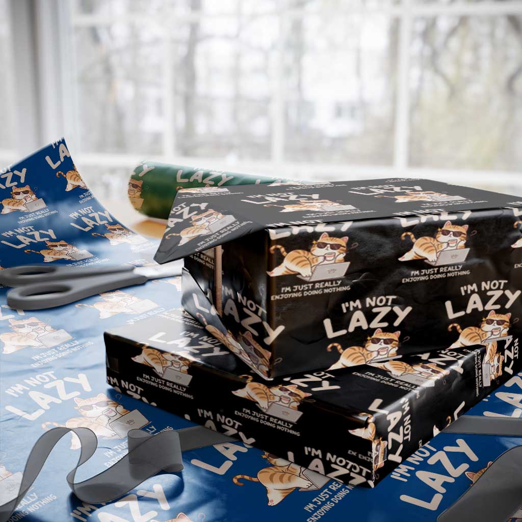 Funny Lazy Cat Wrapping Paper Roll I'm Not Lazy I'm Just Really Enjoying Doing Nothing - Wonder Print Shop