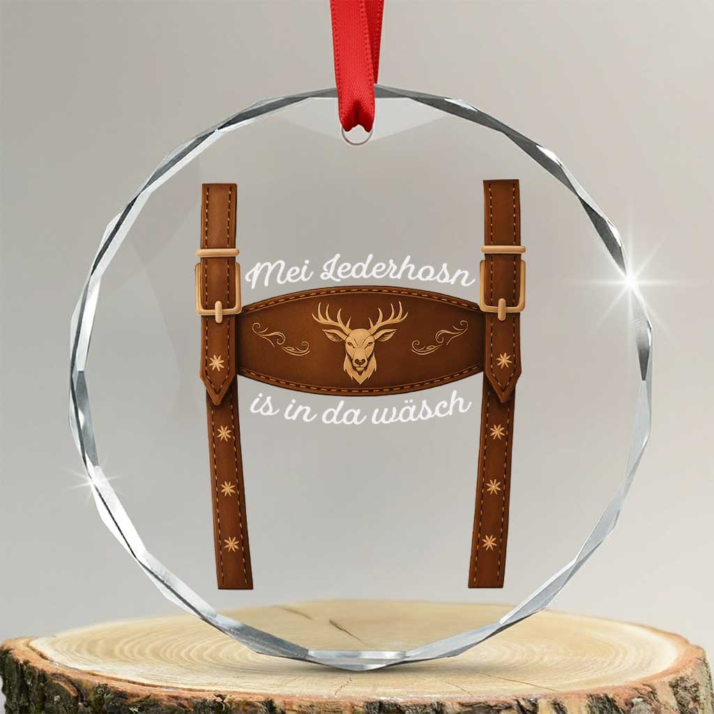 Funny Lederhosen Costume Alternative for Oktoberfest Crystal Glass Ornament Mei Lederhosn Is In Da Wasch TS02