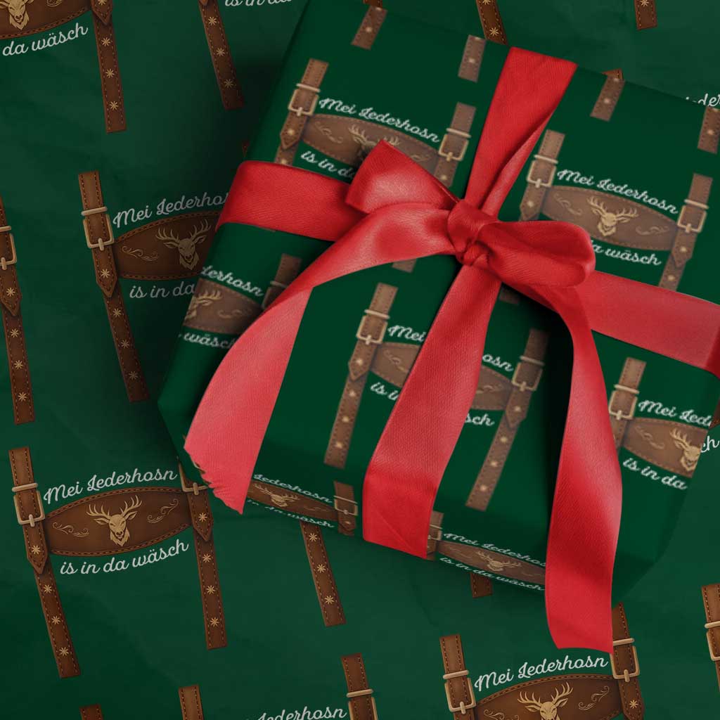 Funny Lederhosen Costume Alternative for Oktoberfest Wrapping Paper Roll Mei Lederhosn Is In Da Wasch - Wonder Print Shop