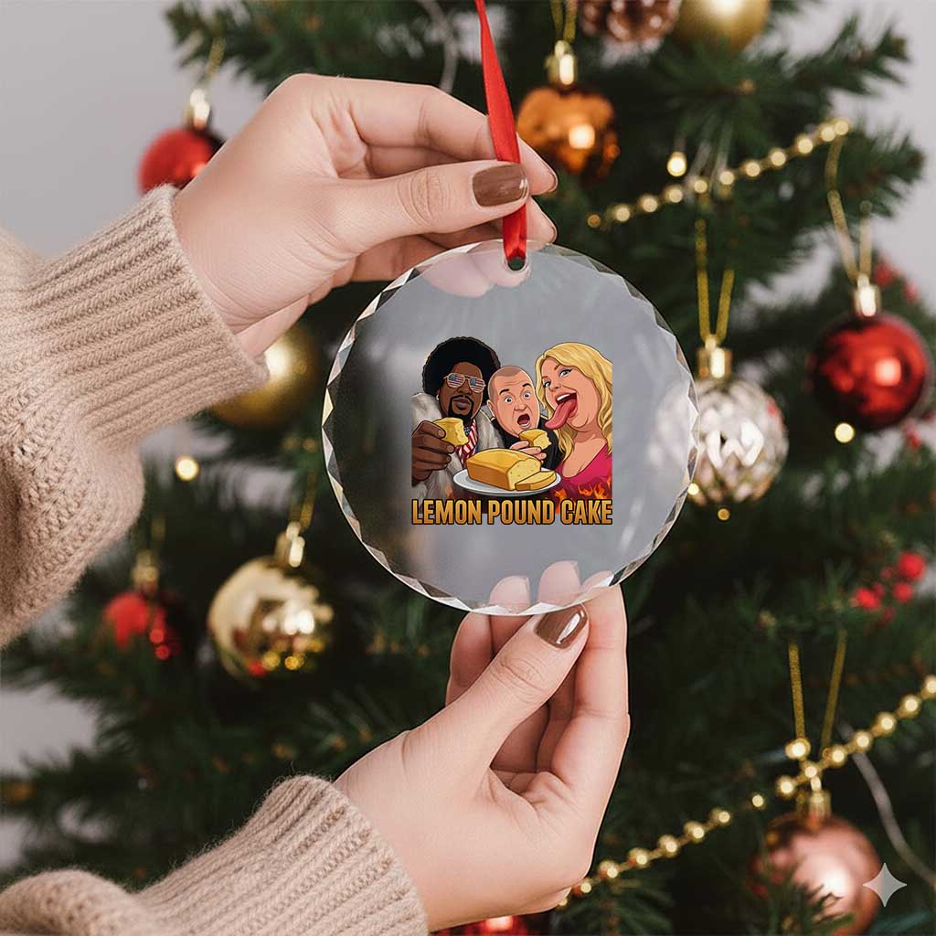 Funny Lemon Pound Cake Meme Crystal Glass Ornament Retro Edgy Music Humor Gift for Party Lovers