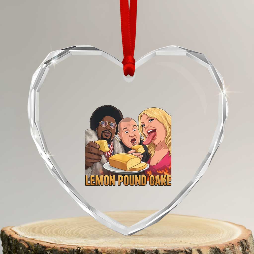 Funny Lemon Pound Cake Meme Heart Crystal Glass Ornament Retro Edgy Music Humor Gift for Party Lovers