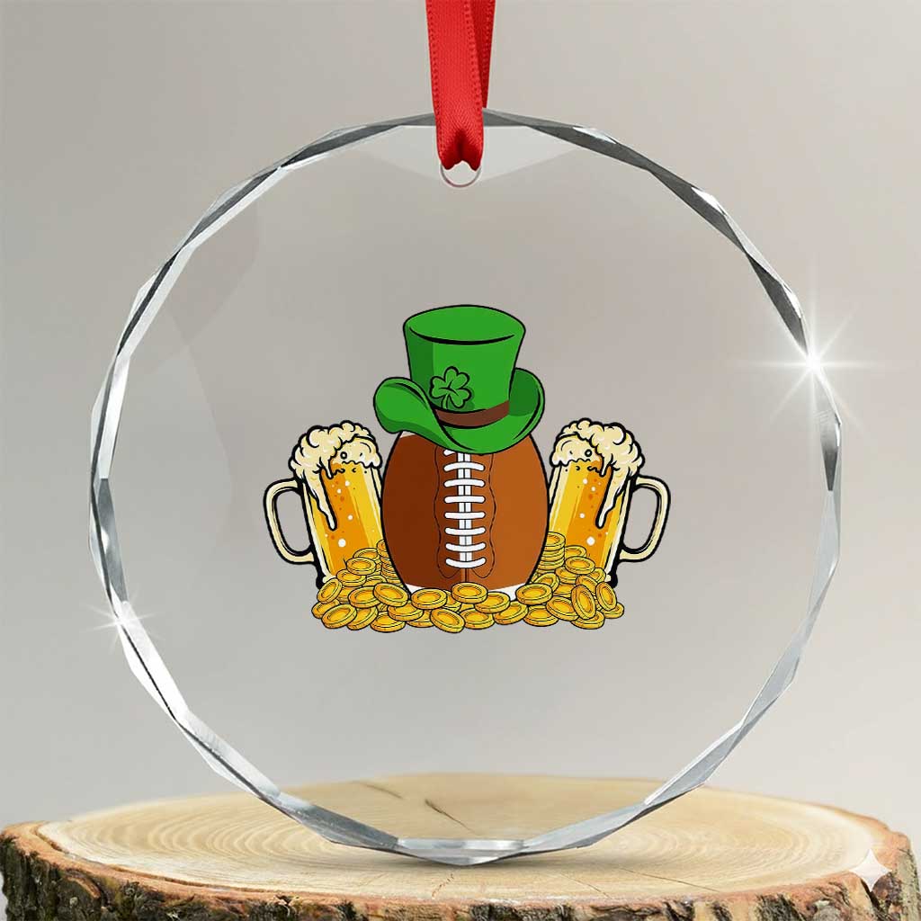 Funny Leprechaun Hat American Football Crystal Glass Ornament