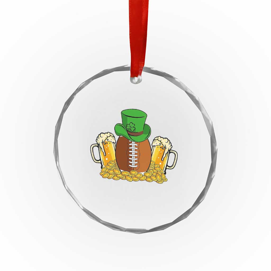 Funny Leprechaun Hat American Football Crystal Glass Ornament