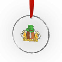 Funny Leprechaun Hat American Football Crystal Glass Ornament