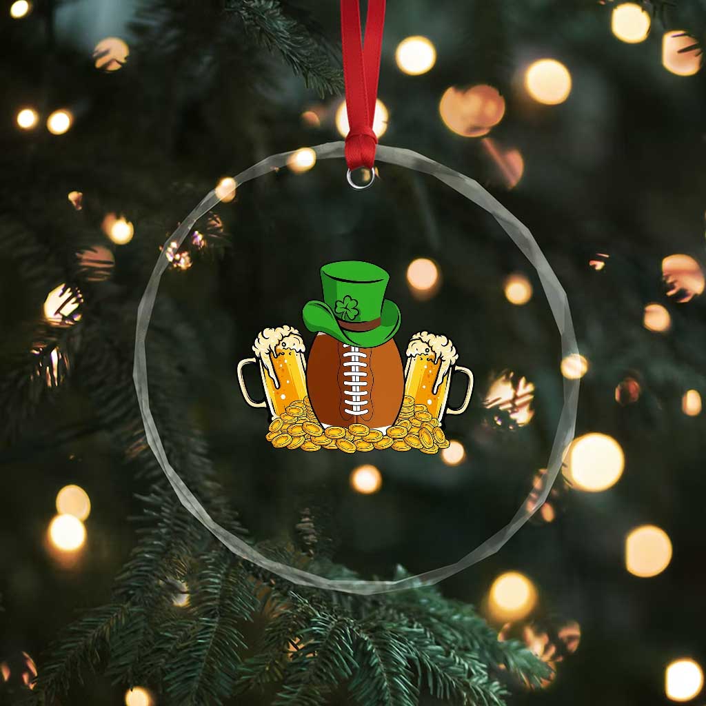 Funny Leprechaun Hat American Football Crystal Glass Ornament