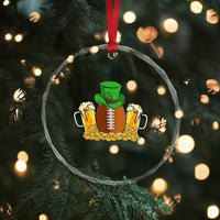 Funny Leprechaun Hat American Football Crystal Glass Ornament