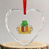 Funny Leprechaun Hat American Football Heart Crystal Glass Ornament