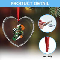 Funny Leprechaun Playing Soccer Heart Crystal Glass Ornament St Patricks Day