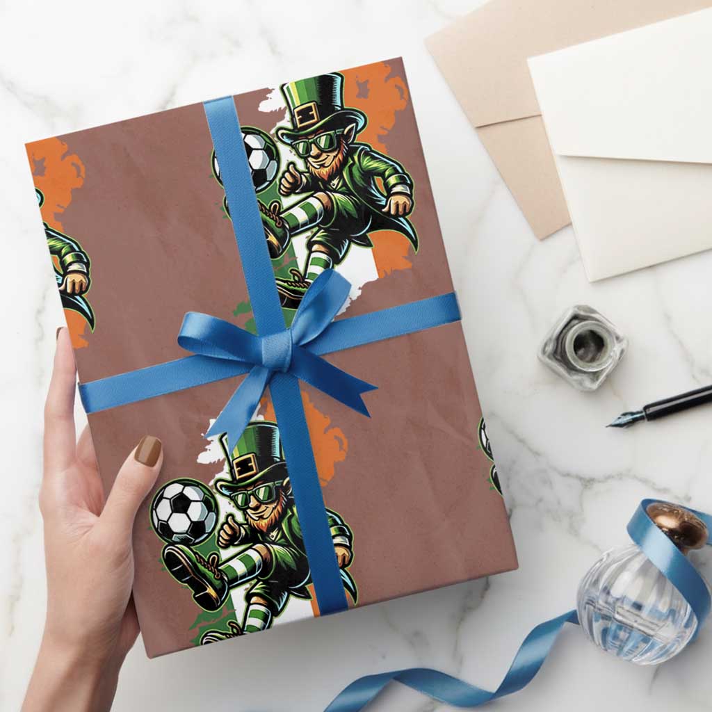 Funny Leprechaun Playing Soccer Wrapping Paper Roll St Patricks Day