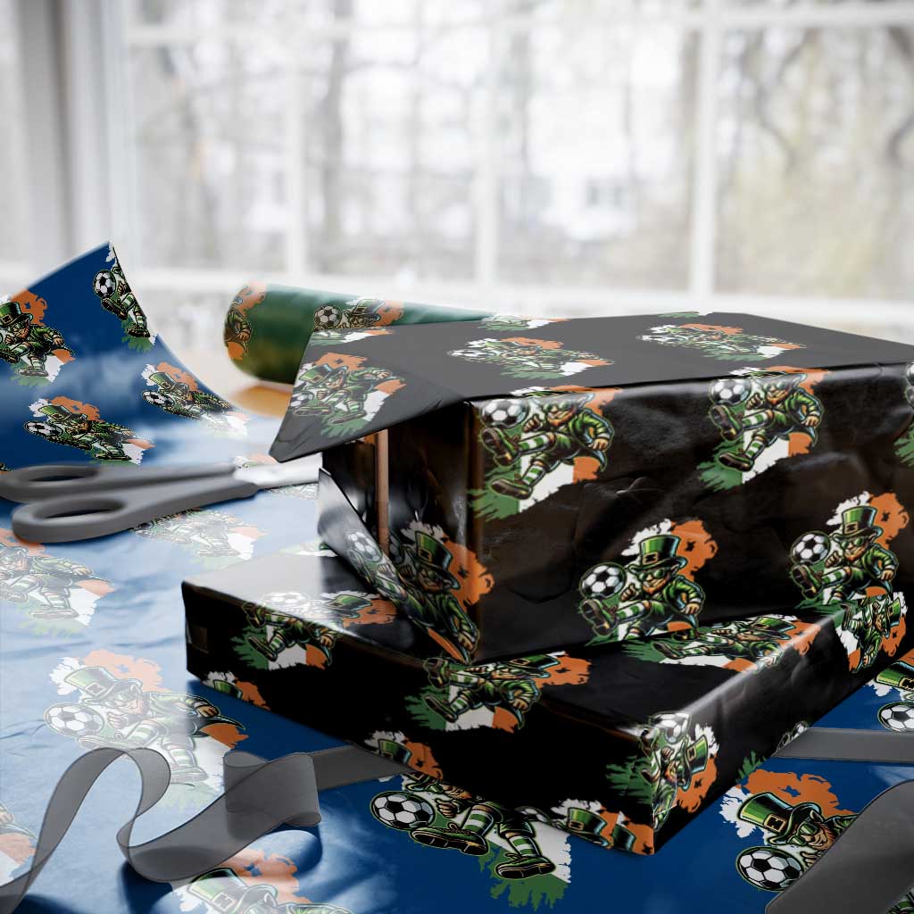 Funny Leprechaun Playing Soccer Wrapping Paper Roll St Patricks Day