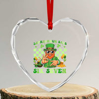 Funny Leprechaun Says Six Seven Heart Crystal Glass Ornament St Patricks Day