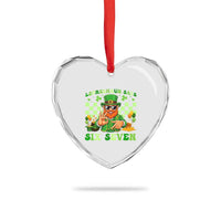 Funny Leprechaun Says Six Seven Heart Crystal Glass Ornament St Patricks Day