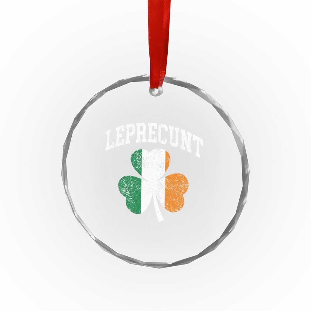 Funny Leprecunt St Patricks Day Crystal Glass Ornament Vintage Irish Shamrock Adult Humor