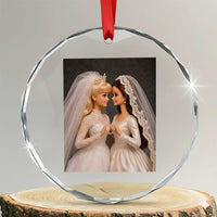 Funny Lesbian Doll Wedding Engagement Crystal Glass Ornament LGBTQ Pride Gift