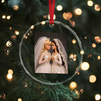 Funny Lesbian Doll Wedding Engagement Crystal Glass Ornament LGBTQ Pride Gift
