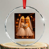 Funny Lesbian Pride Tung Tung Sahur Engagement Gift Crystal Glass Ornament
