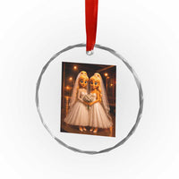 Funny Lesbian Pride Tung Tung Sahur Engagement Gift Crystal Glass Ornament