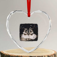 Funny Lesbian Raccoon Engagement Heart Crystal Glass Ornament LGBTQ Pride Gift