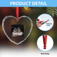 Funny Lesbian Raccoon Engagement Heart Crystal Glass Ornament LGBTQ Pride Gift
