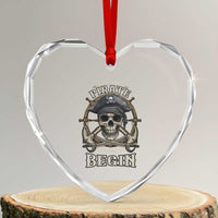 Funny Let The Pirate Shenanigans Begin Heart Crystal Glass Ornament Vintage Captain Crossbones Freebooter - Wonder Print Shop