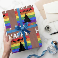 Funny LGBT Christmas Wrapping Paper Roll Happy Holigays Rainbow Stripes Unicorn Santa - Wonder Print Shop