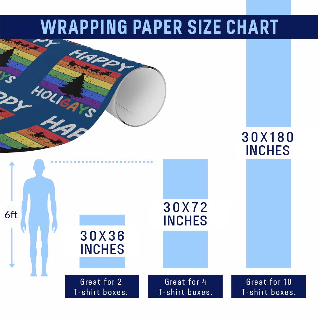 Funny LGBT Christmas Wrapping Paper Roll Happy Holigays Rainbow Stripes Unicorn Santa - Wonder Print Shop