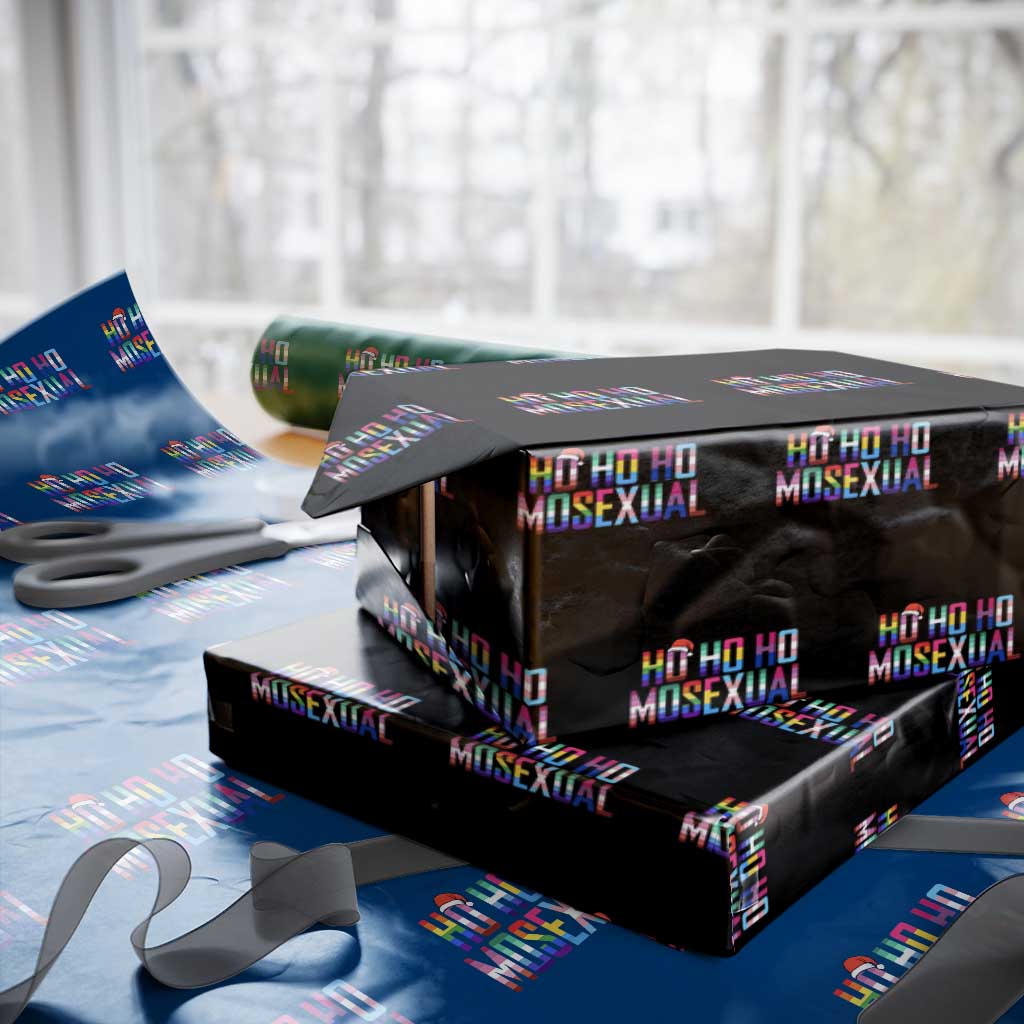 Funny LGBT Christmas Wrapping Paper Roll Ho Ho Ho Mosexual LGBT Flag - Wonder Print Shop