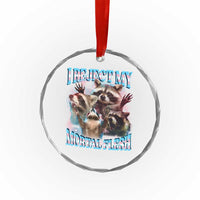 Funny LGBT Trans Pride Crystal Glass Ornament I Reject My Mortal Flesh Transgender Racoon Bootleg - Wonder Print Shop