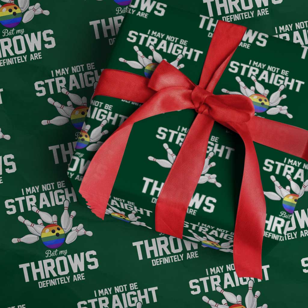 Funny LGBTQ Bowling Wrapping Paper Roll I May Not Be Straight But My Throws Are