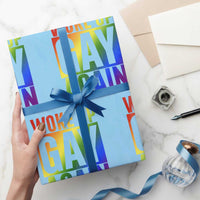 Funny LGBTQ Pride Month Wrapping Paper Roll Woke Up Gay Again