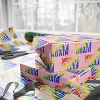 Funny LGBTQ Pride Month Wrapping Paper Roll Woke Up Gay Again