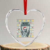 Funny Liberty Statue Ugly Sweater Gift Heart Crystal Glass Ornament Merry Resistmas - Wonder Print Shop
